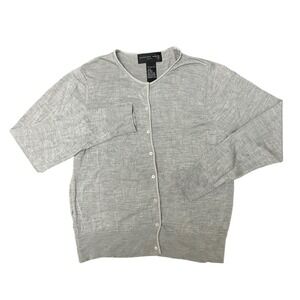 August Silk 100% Silk Knit Cardigan Sweater‎ Gray Size S Button Front
